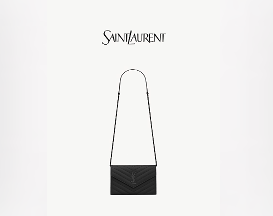 YSL/圣罗兰女士CASSANDRE ENVELOPE粒面皮革链条钱包