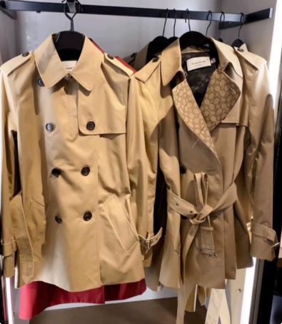 蔻驰Coach 女士 中长款长款 风衣 通勤双排扣